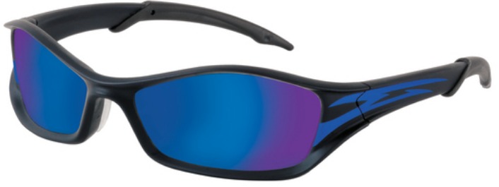 Lente de Seguridad Reflectivo Armadura de Grafito con Patrón Tribal Azul ANSI Z87+ / MIL-PRF-31013