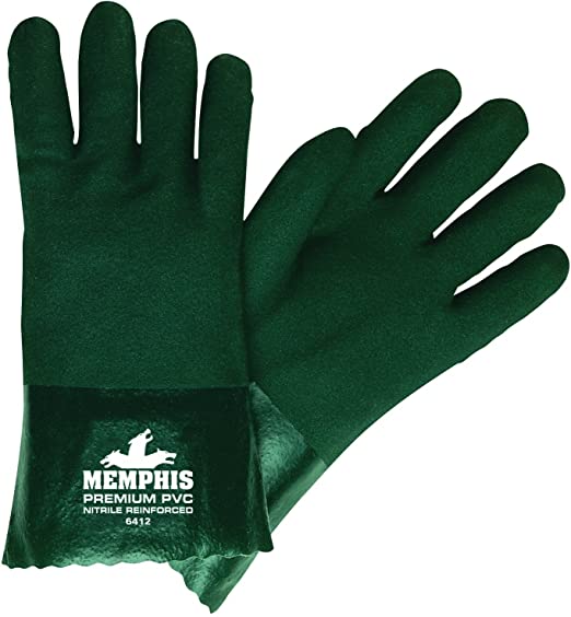 Guante recubierto de PVC acabado arenoso de dos capas, grado industrial de 12 pulgadas - EN388-4112